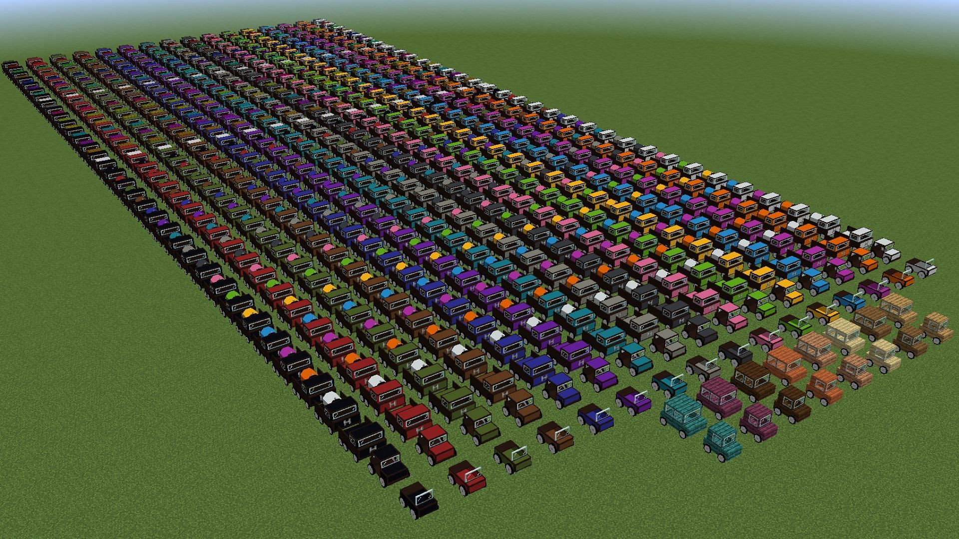 This mod adds various kinds of cars in Minecraft (Image via CurseForge/henkelmax)